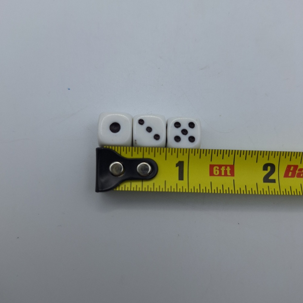 Tiny Dice Monopoly Travel Replacement Colorform Small White D6 Dice‎ Black Pips